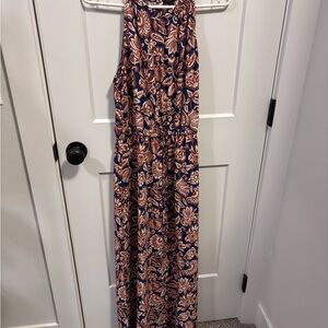 Ann Taylor Navy and Beige Floral Maxi Dress